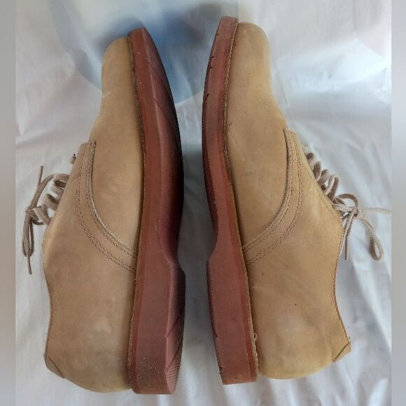 LL Bean Oxford Shoes Beige Leather Suede Vibram 12